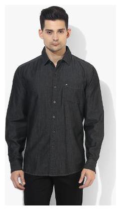 

Red Chief Men Black Solid Regular Fit Casual Shirt