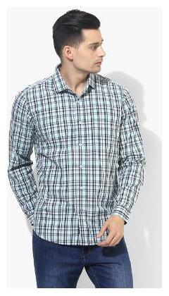 

Red Chief Men White Checked Regular Fit Casual Shirt