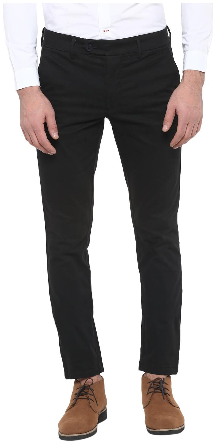 

Red Chief Men Black Solid Slim fit Regular trousers