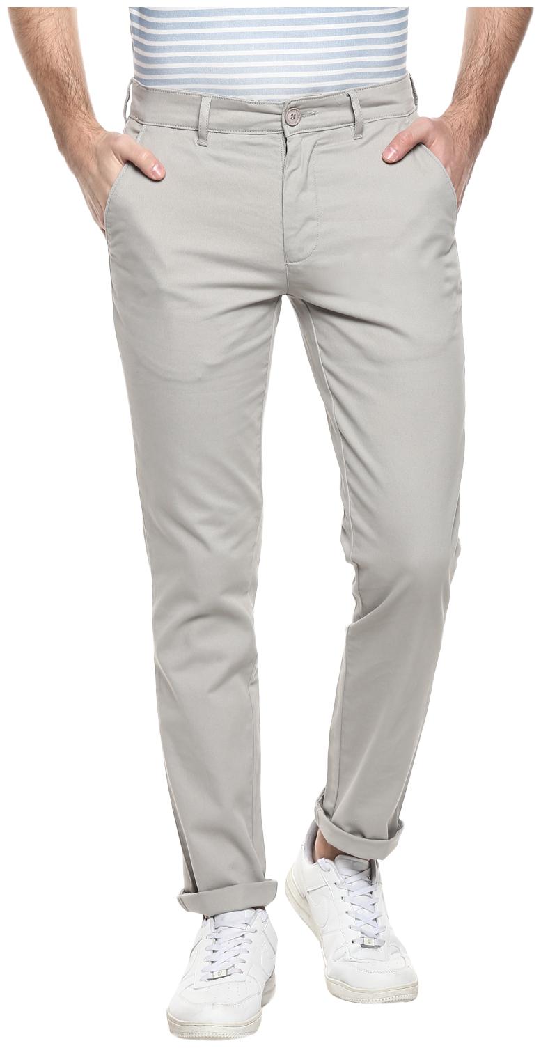 

Red Chief Men Grey Solid Slim fit Regular trousers