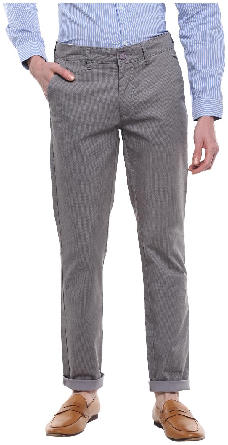 

Red Chief Men Grey Solid Slim fit Regular trousers