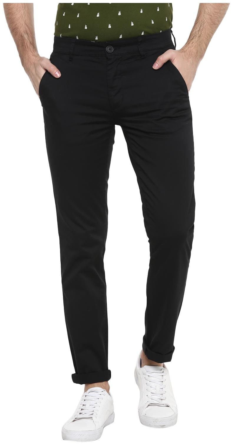 

Red Chief Men Black Solid Slim fit Regular trousers
