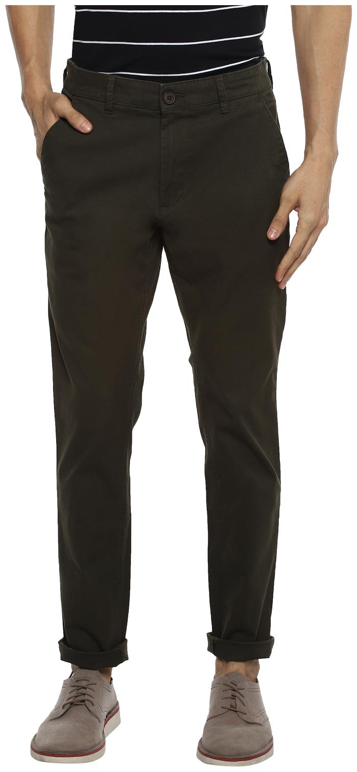 

Red Chief Men Olive Solid Slim fit Regular trousers
