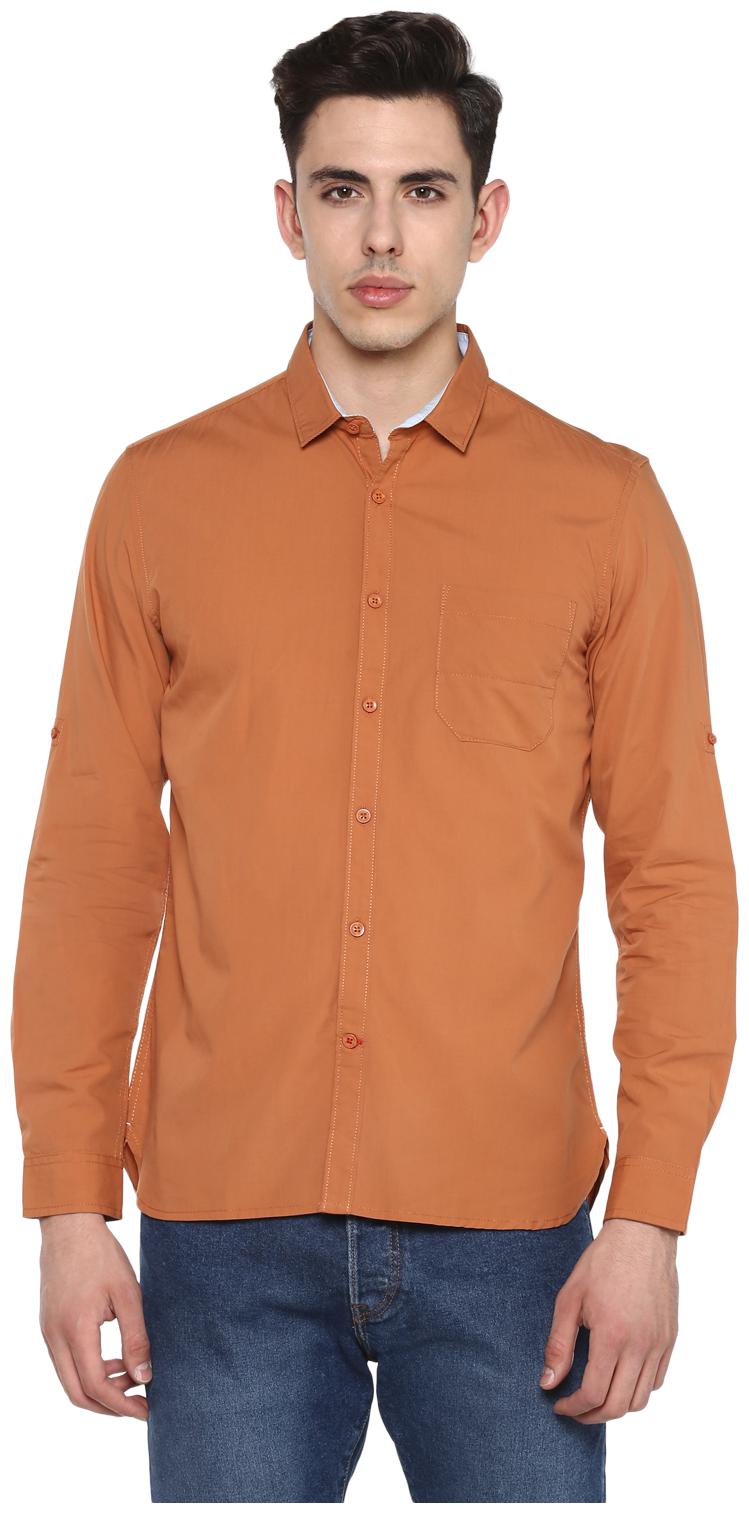 

Red Chief Men Orange Solid Slim Fit Casual Shirt