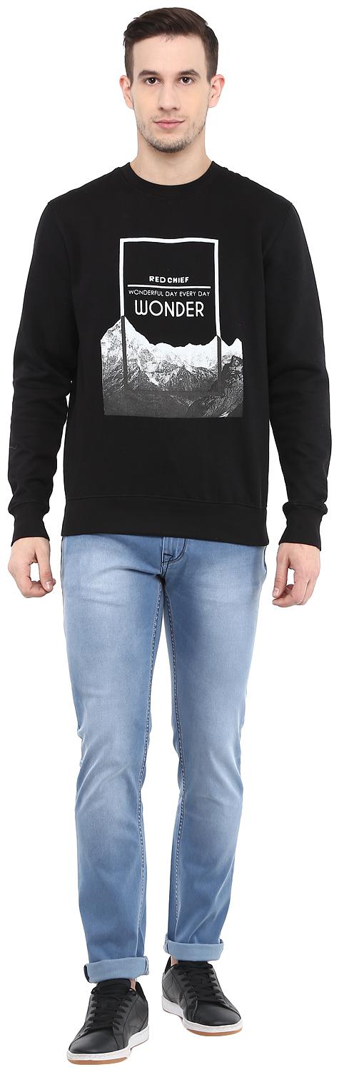 

Red Chief Men Black Round neck Sweatshirt