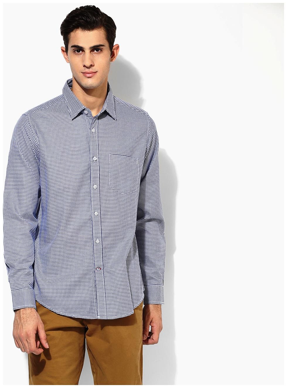 

Red Chief Men White Checked Regular Fit Casual Shirt