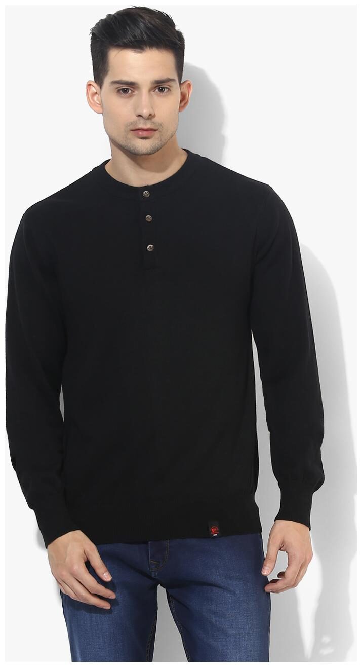 

Red Chief Men Cotton Pullover Black