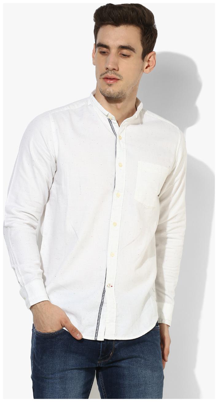 

Red Chief Men White Solid Regular Fit Casual Shirt