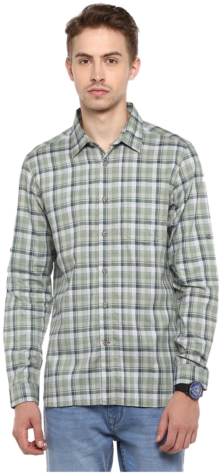 

Red Chief Men Green Checked Slim Fit Casual Shirt