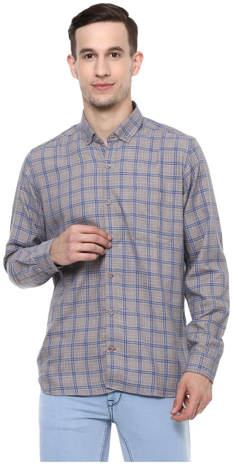 

Red Chief Men Grey Solid Slim Fit Casual Shirt