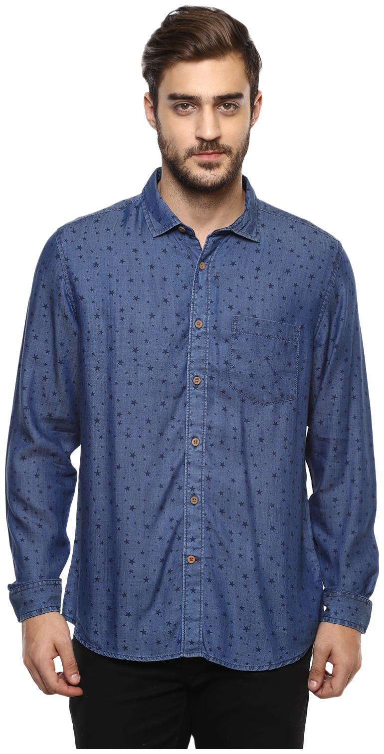 

Red Chief Men Blue Printed Regular Fit Casual Shirt