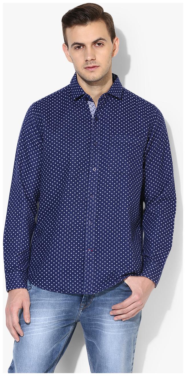 

Red Chief Men Blue Solid Regular Fit Casual Shirt