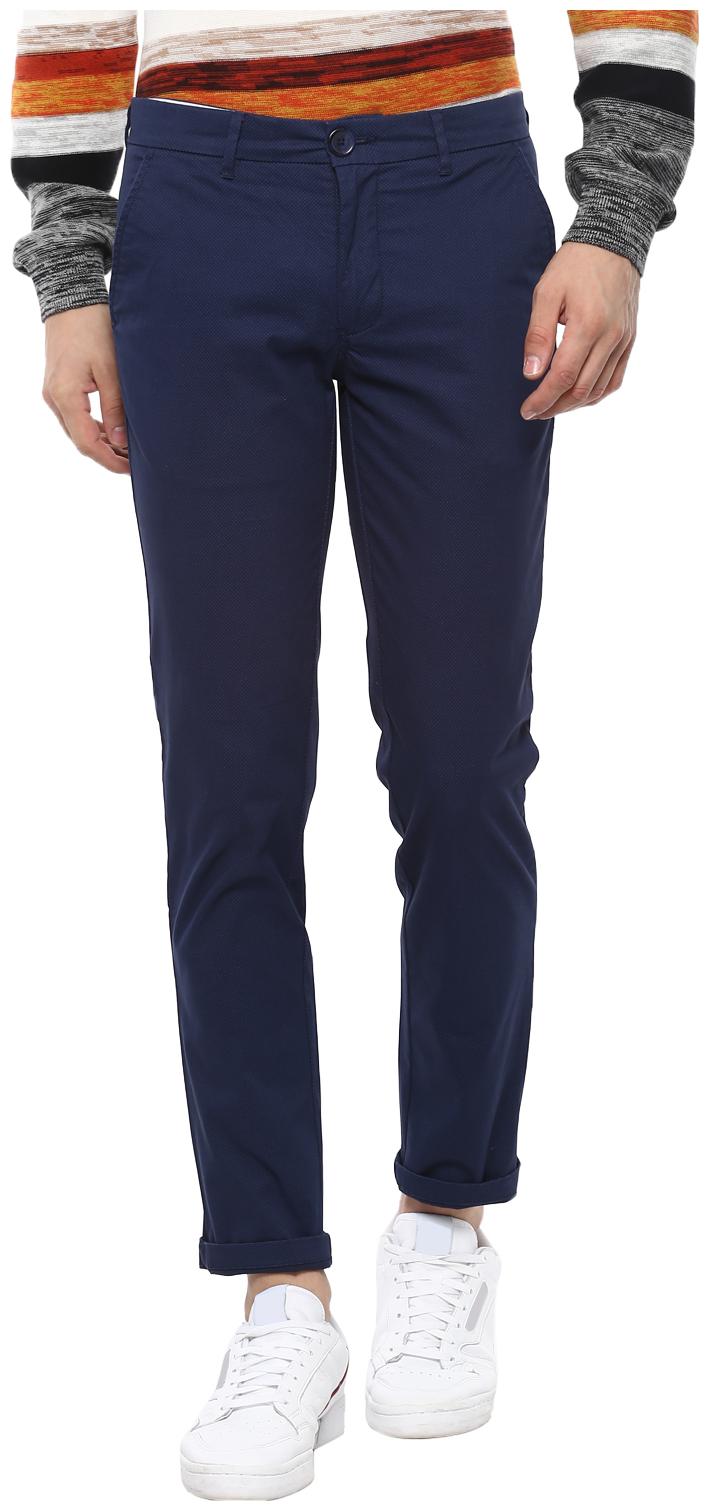 

Red Chief Men Blue Solid Slim fit Regular trousers