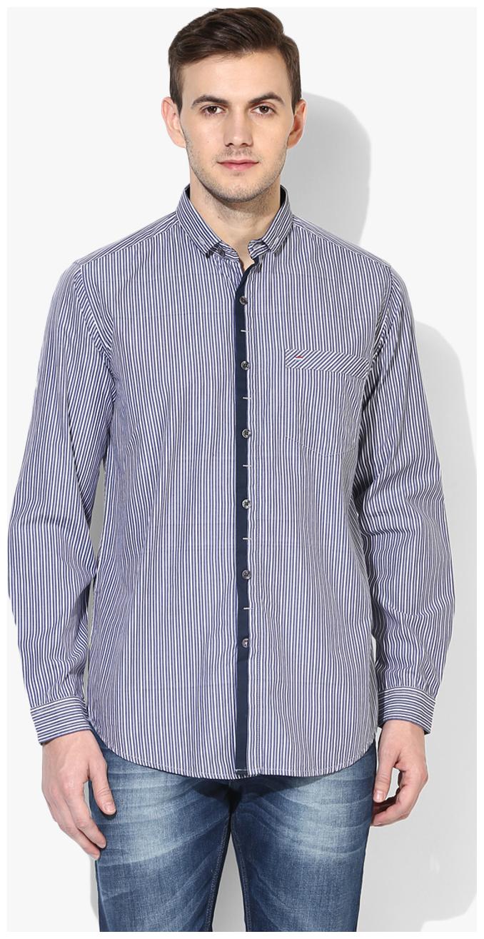 

Red Chief Men White Pinstrips Regular Fit Casual Shirt