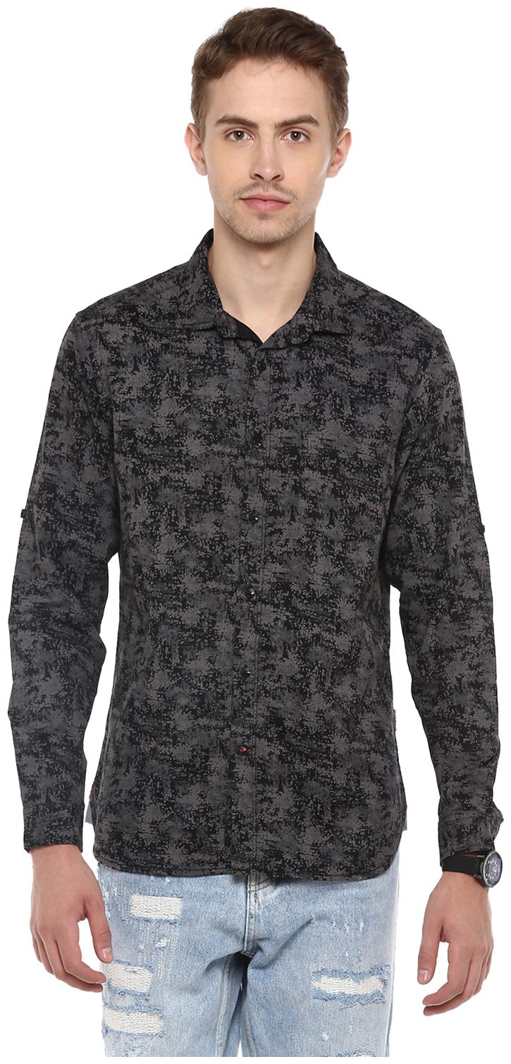 

Red Chief Men Black Floral Slim Fit Casual Shirt