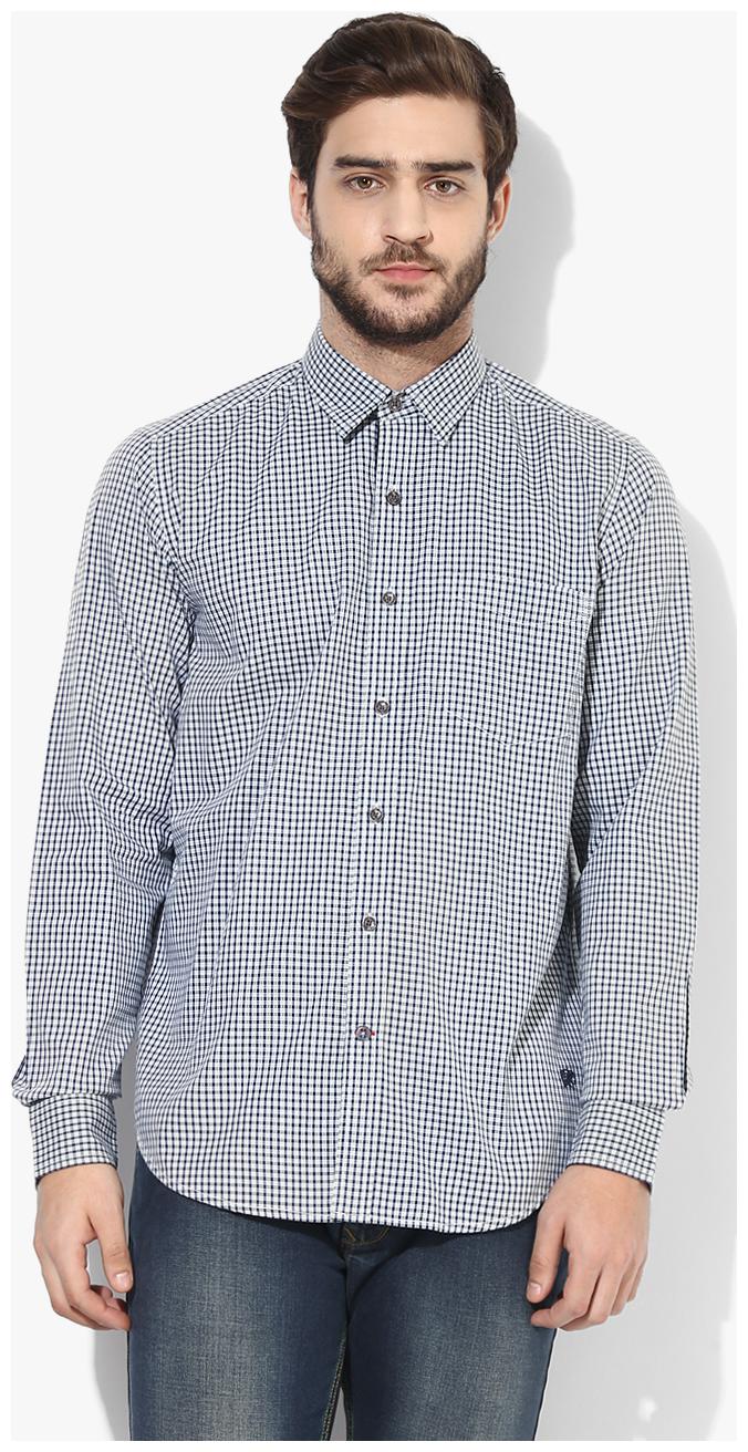

Red Chief Men White Checked Regular Fit Casual Shirt