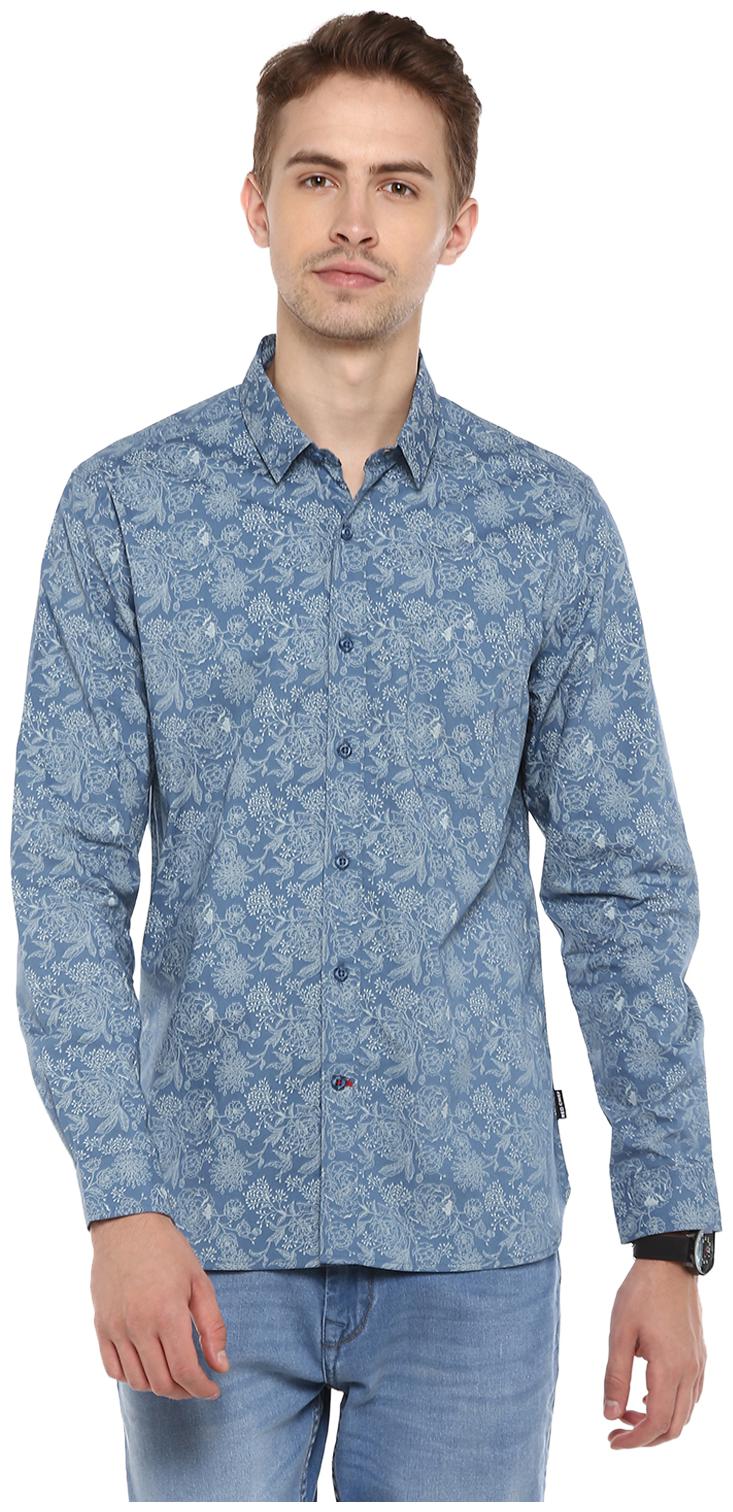 

Red Chief Men Grey Floral Slim Fit Casual Shirt