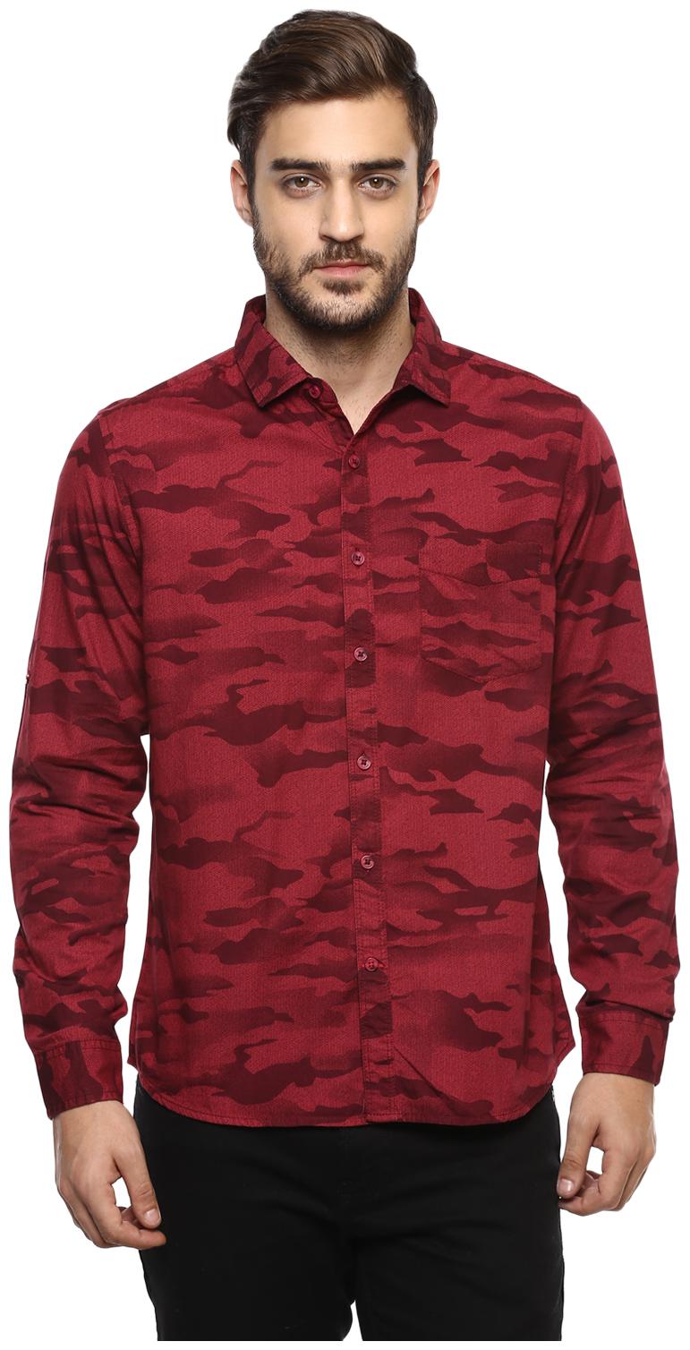 

Red Chief Men Maroon Printed Regular Fit Casual Shirt
