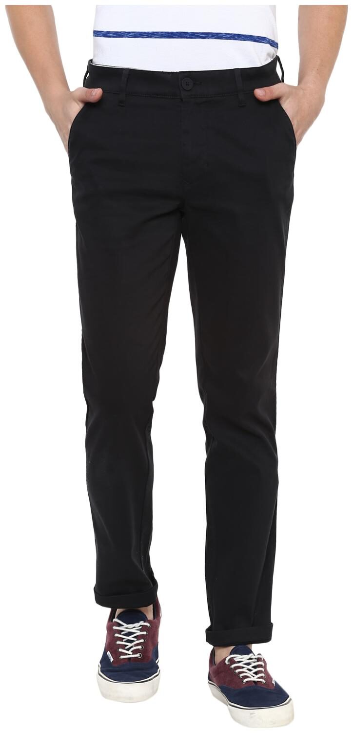 

Red Chief Men Black Solid Slim fit Regular trousers
