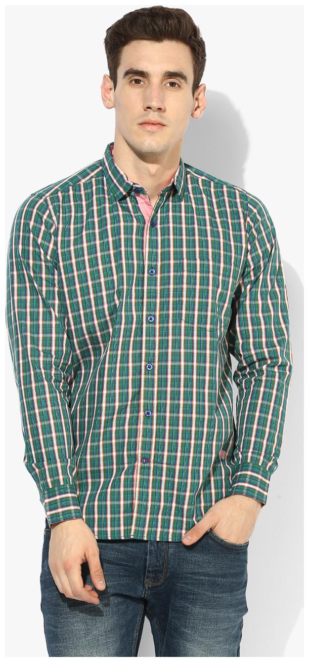 

Red Chief Men Green Checked Regular Fit Casual Shirt
