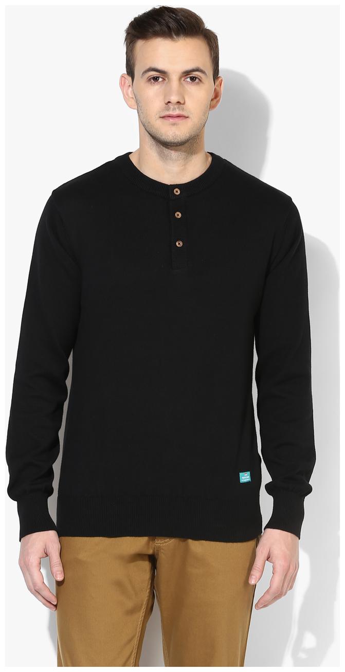 

Red Chief Men Cotton Pullover Black