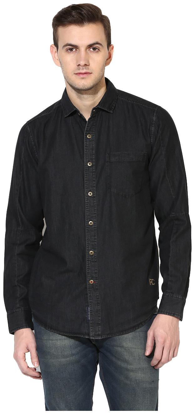 

Red Chief Men Black Solid Regular Fit Casual Shirt