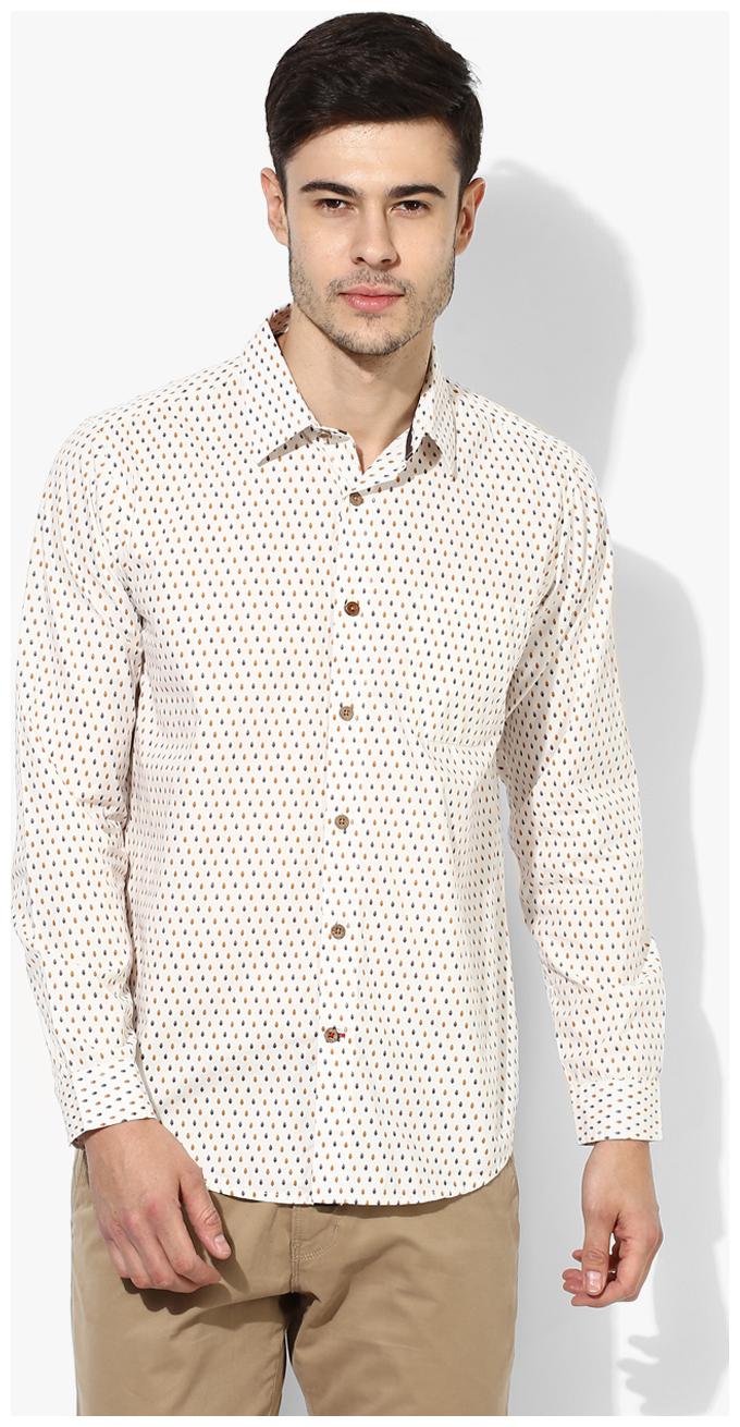 

Red Chief Men White Solid Regular Fit Casual Shirt