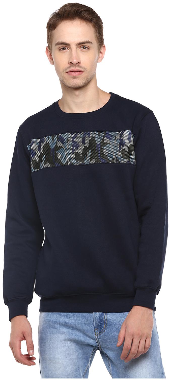 

Red Chief Men Cotton Blend Sweatshirt Blue color
