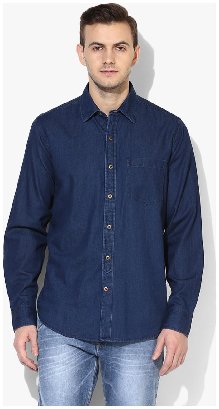 

Red Chief Men Blue Solid Regular Fit Casual Shirt