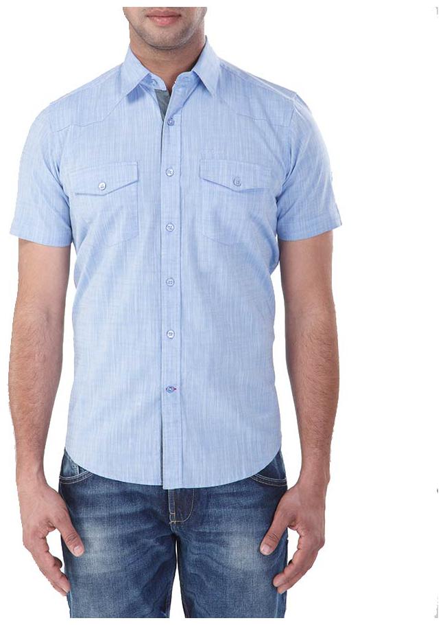 

Red Chief Men Blue Solid Regular Fit Casual Shirt