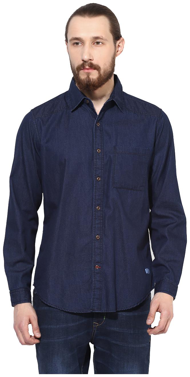 

Red Chief Men Blue Solid Regular Fit Casual Shirt