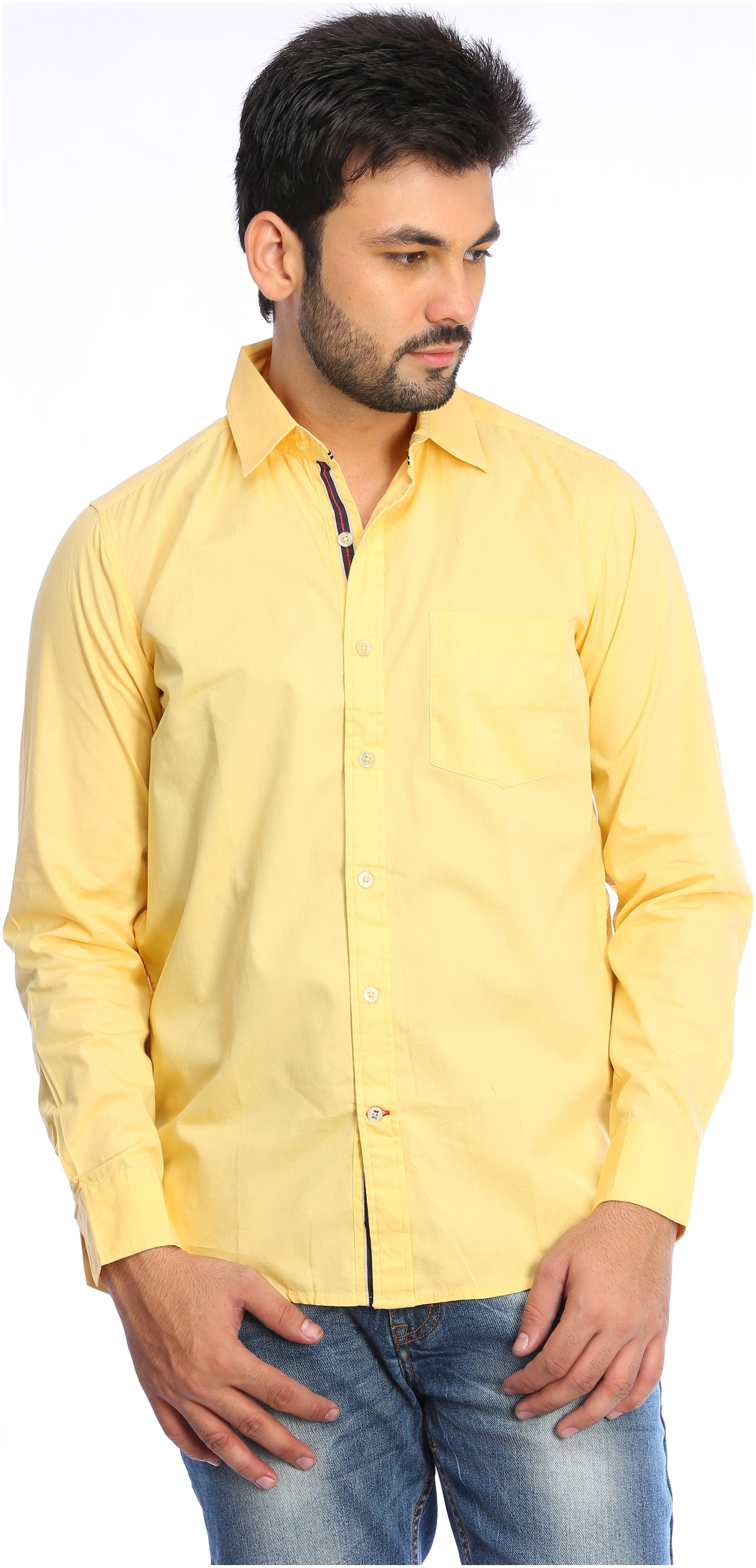 

Red Chief Men Yellow Solid Regular Fit Casual Shirt