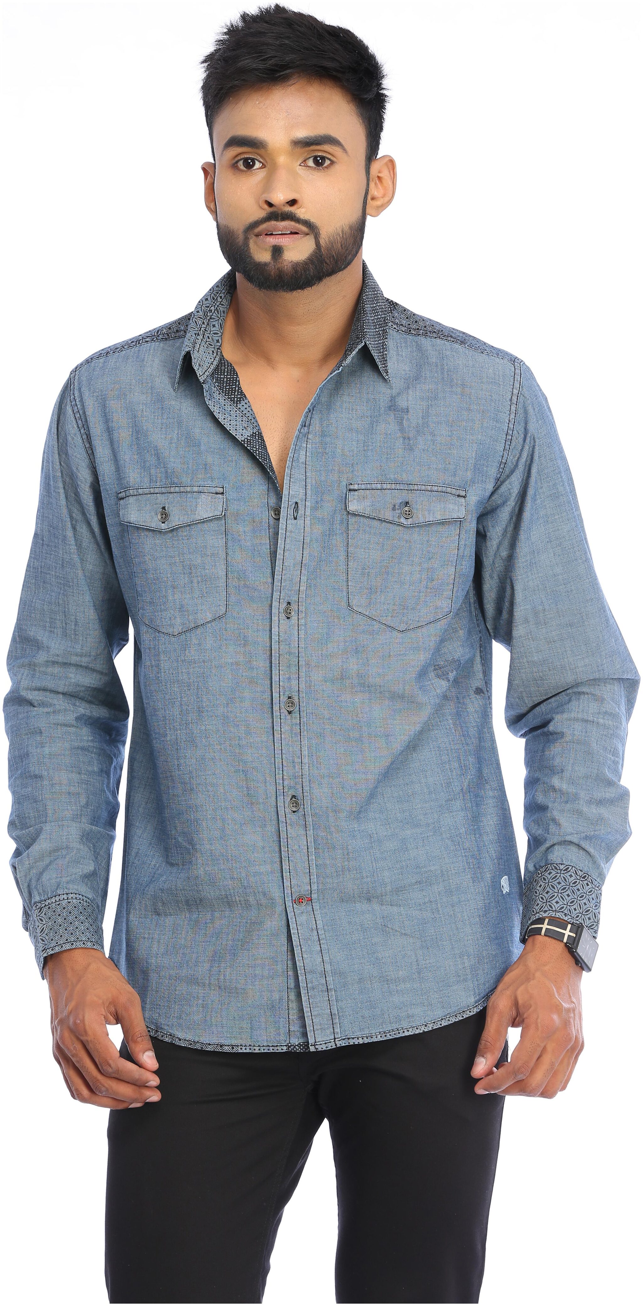

Red Chief Men Blue Solid Regular Fit Casual Shirt