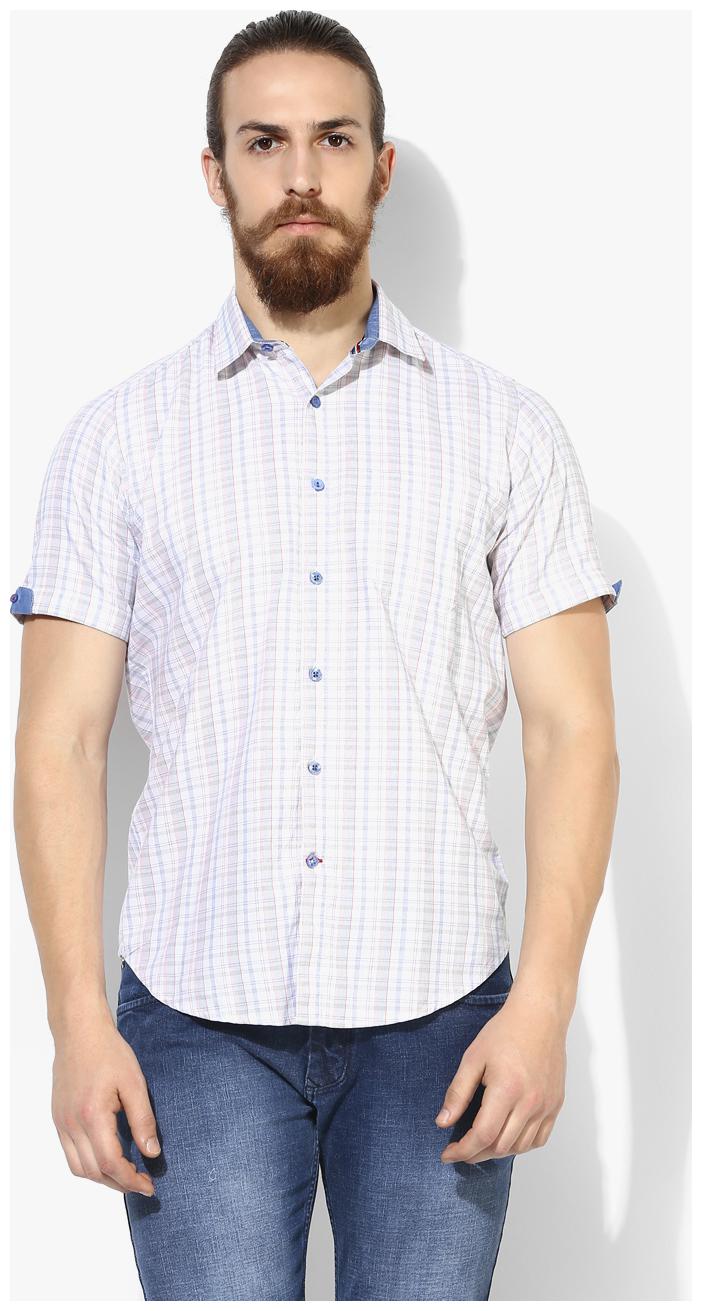 

Red Chief Men White Checked Regular Fit Casual Shirt