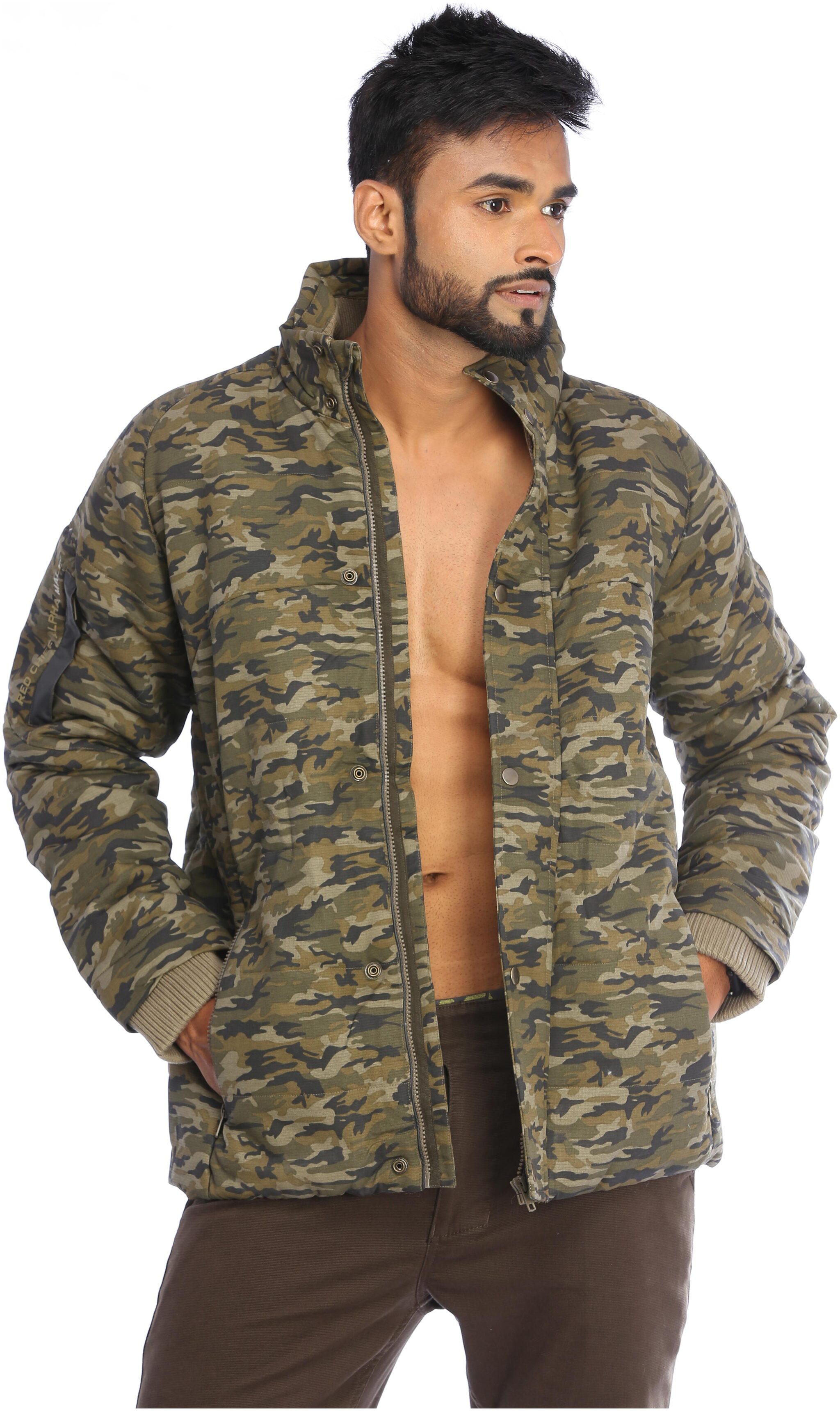 

Red Chief Men Cotton blend Parka Jacket Green