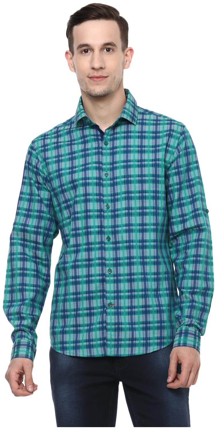 

Red Chief Men Green Solid Slim Fit Casual Shirt