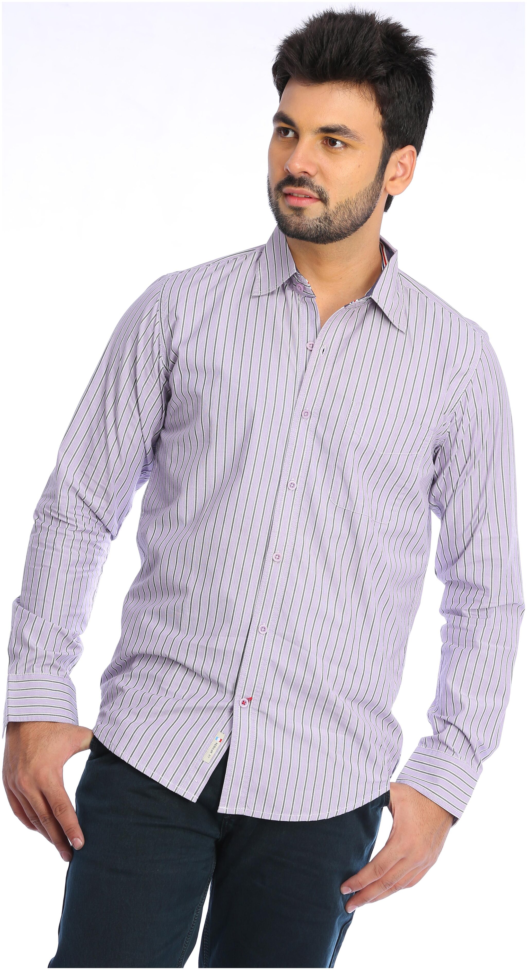 

Red Chief Men Purple Pinstrips Regular Fit Casual Shirt