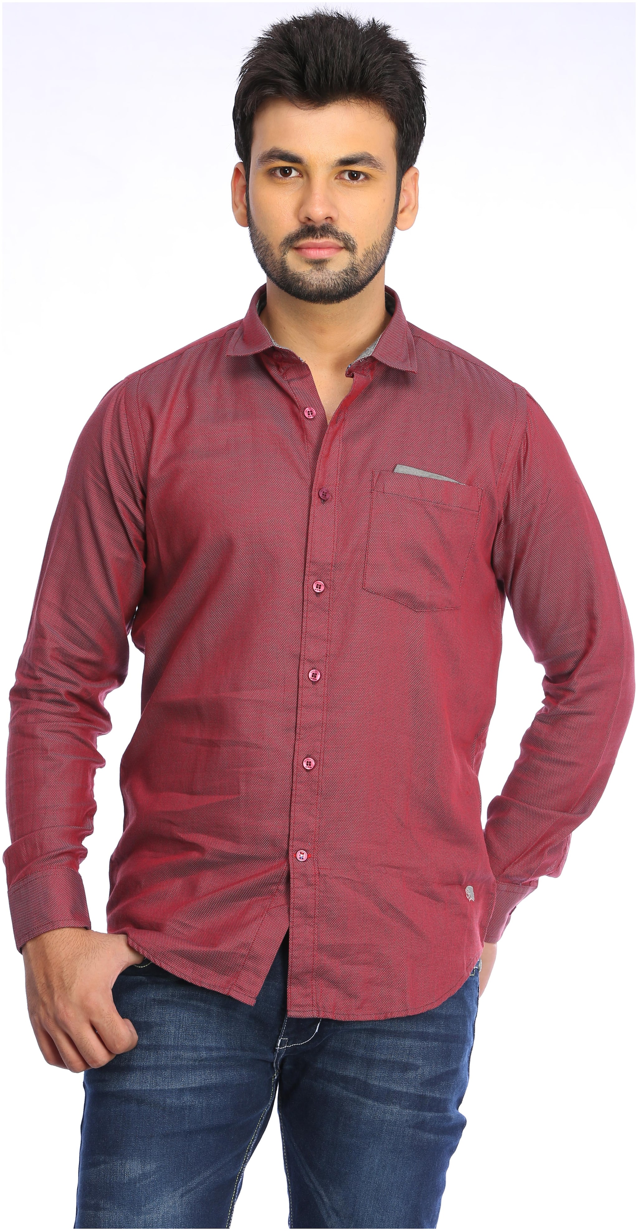 

Red Chief Men Maroon Solid Regular Fit Casual Shirt