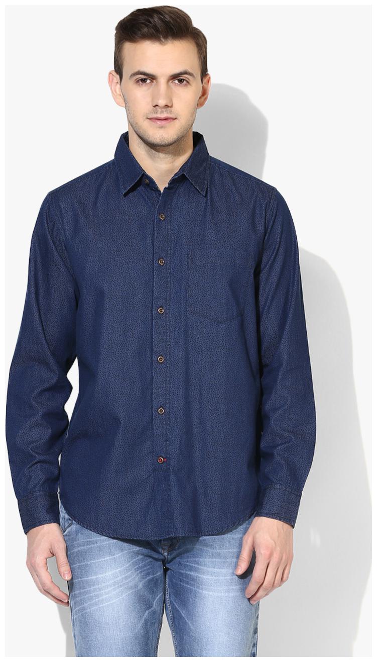 

Red Chief Men Blue Solid Regular Fit Casual Shirt