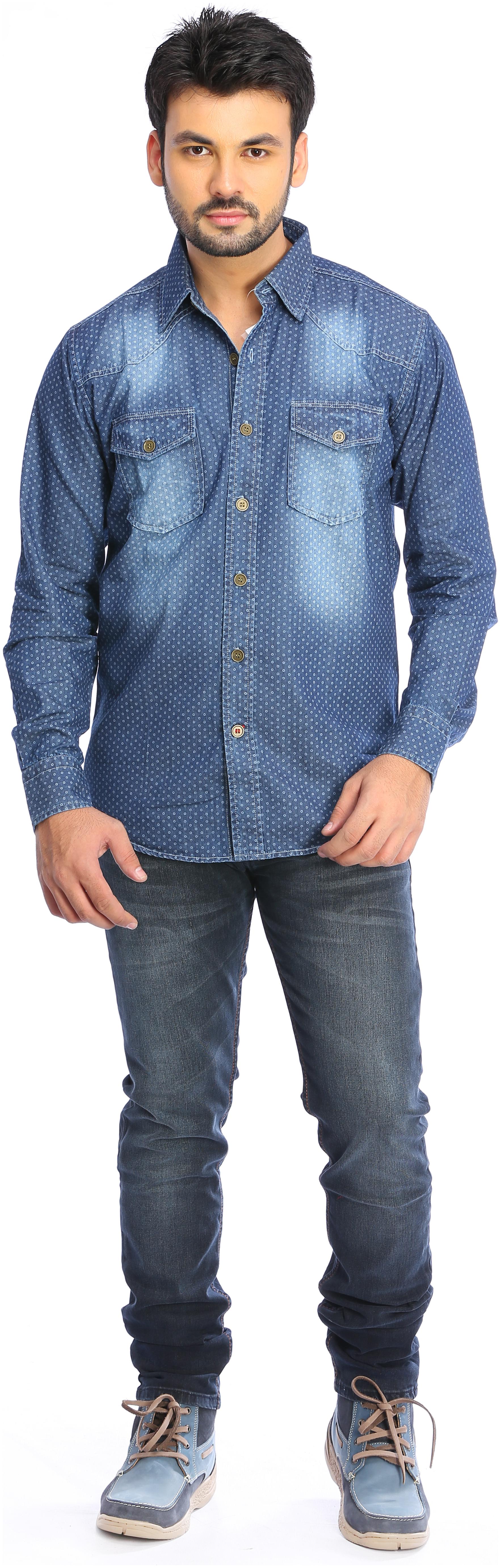 

Red Chief Men Blue Solid Regular Fit Casual Shirt