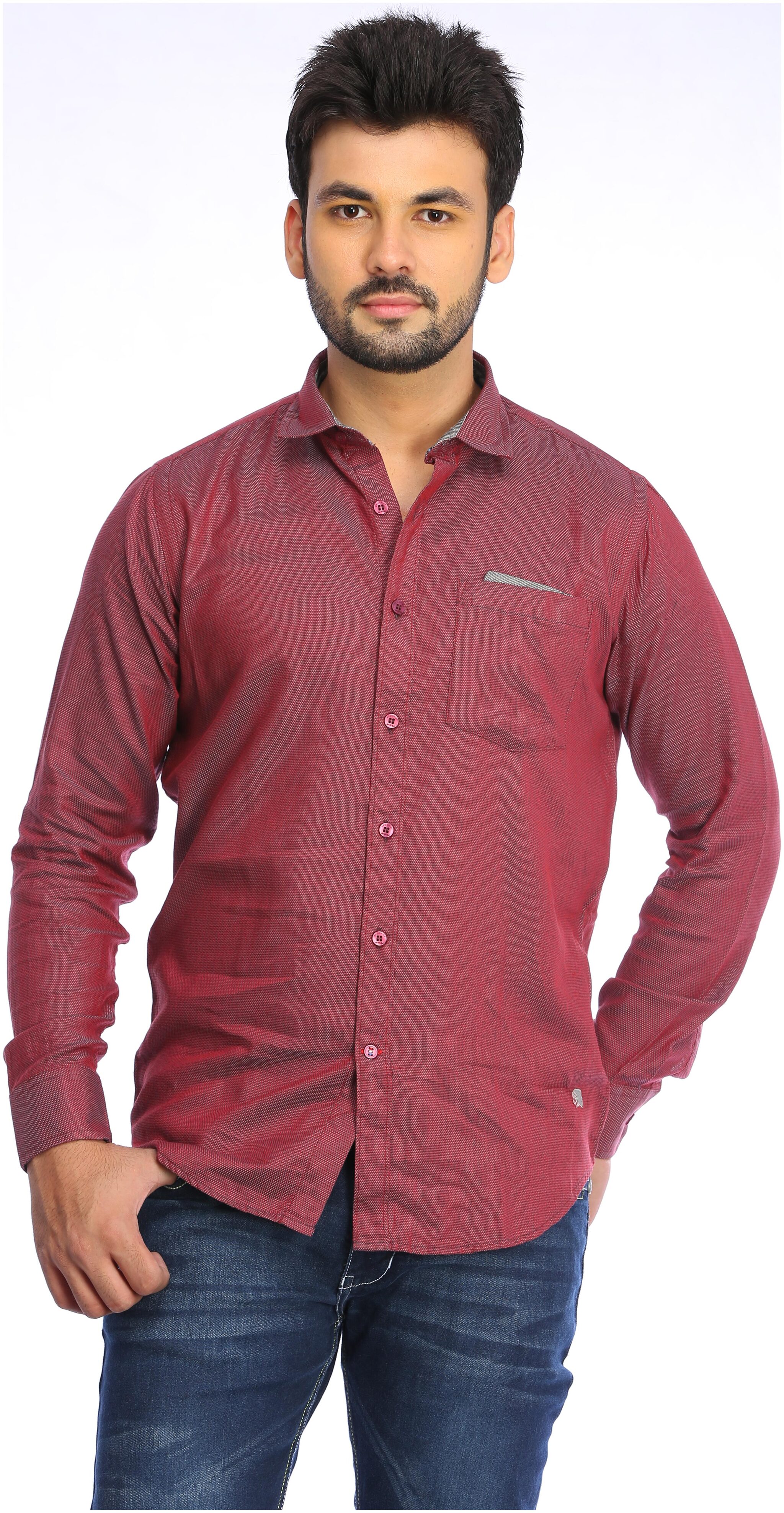 

Red Chief Men Maroon Solid Regular Fit Casual Shirt