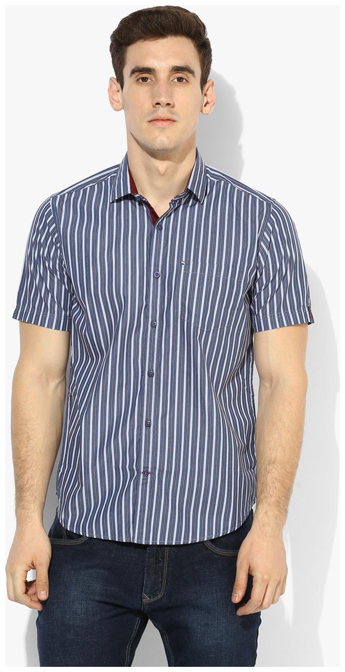 

Red Chief Men Blue Pinstrips Regular Fit Casual Shirt