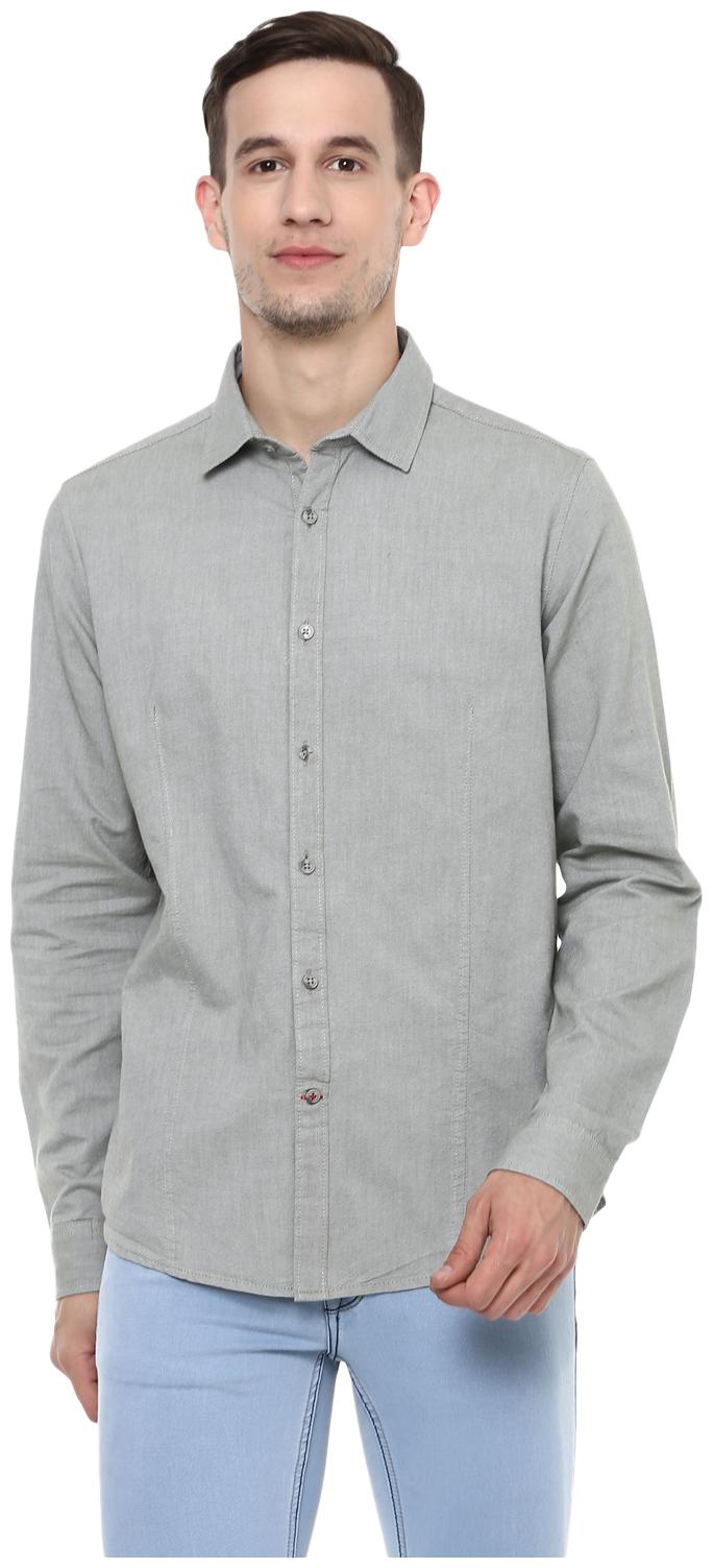 

Red Chief Men Green Solid Slim Fit Casual Shirt