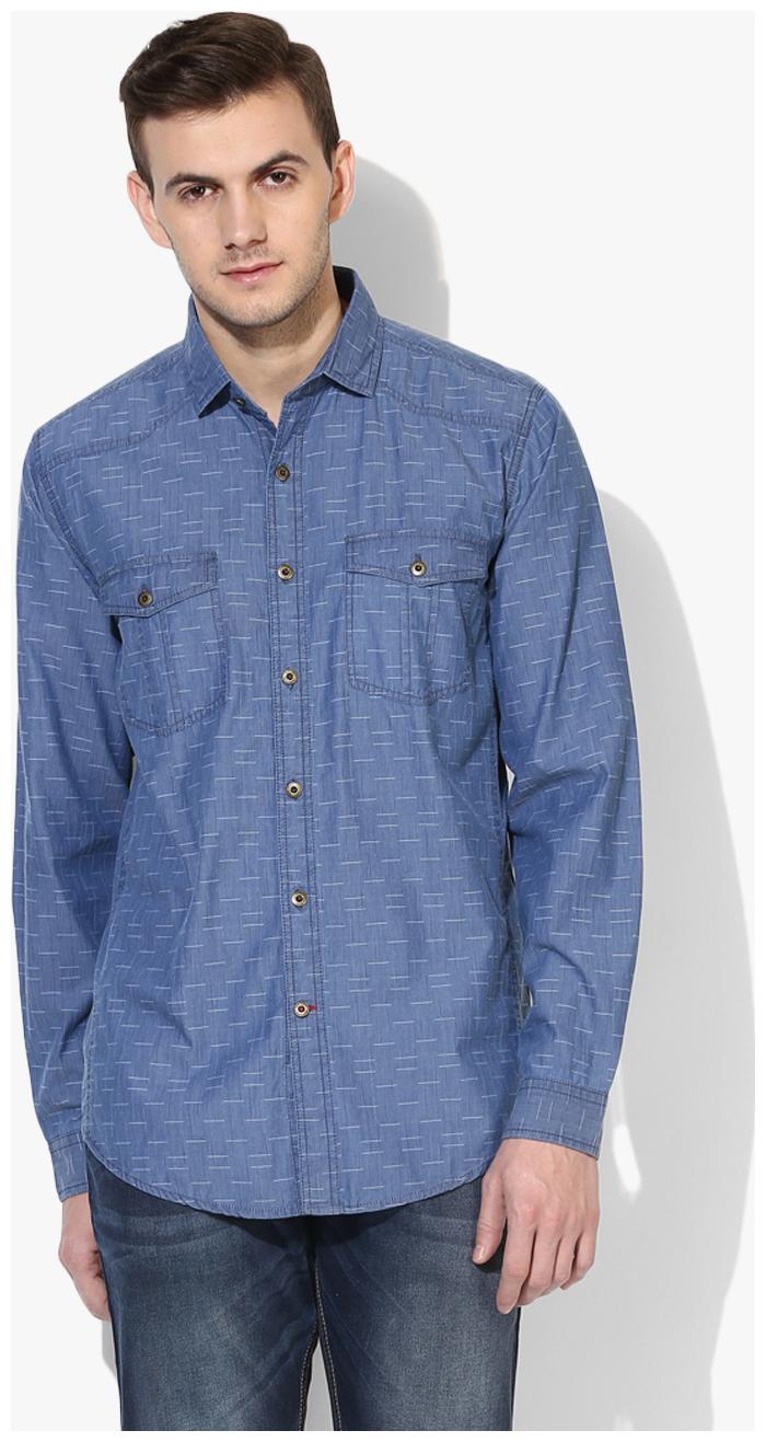 

Red Chief Men Blue Solid Regular Fit Casual Shirt