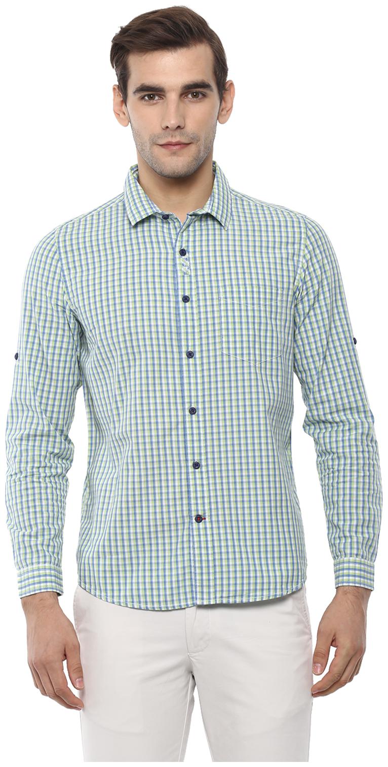 

Red Chief Men Green Checked Regular Fit Casual Shirt