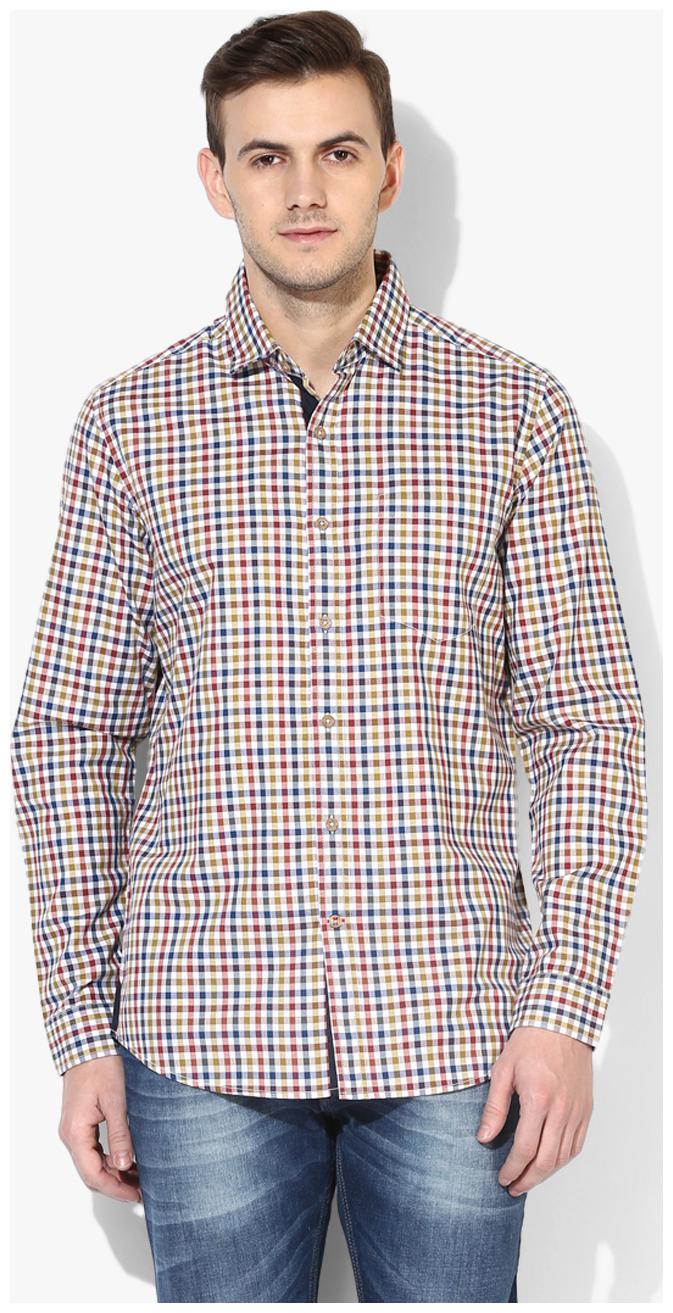 

Red Chief Men Yellow Checked Regular Fit Casual Shirt