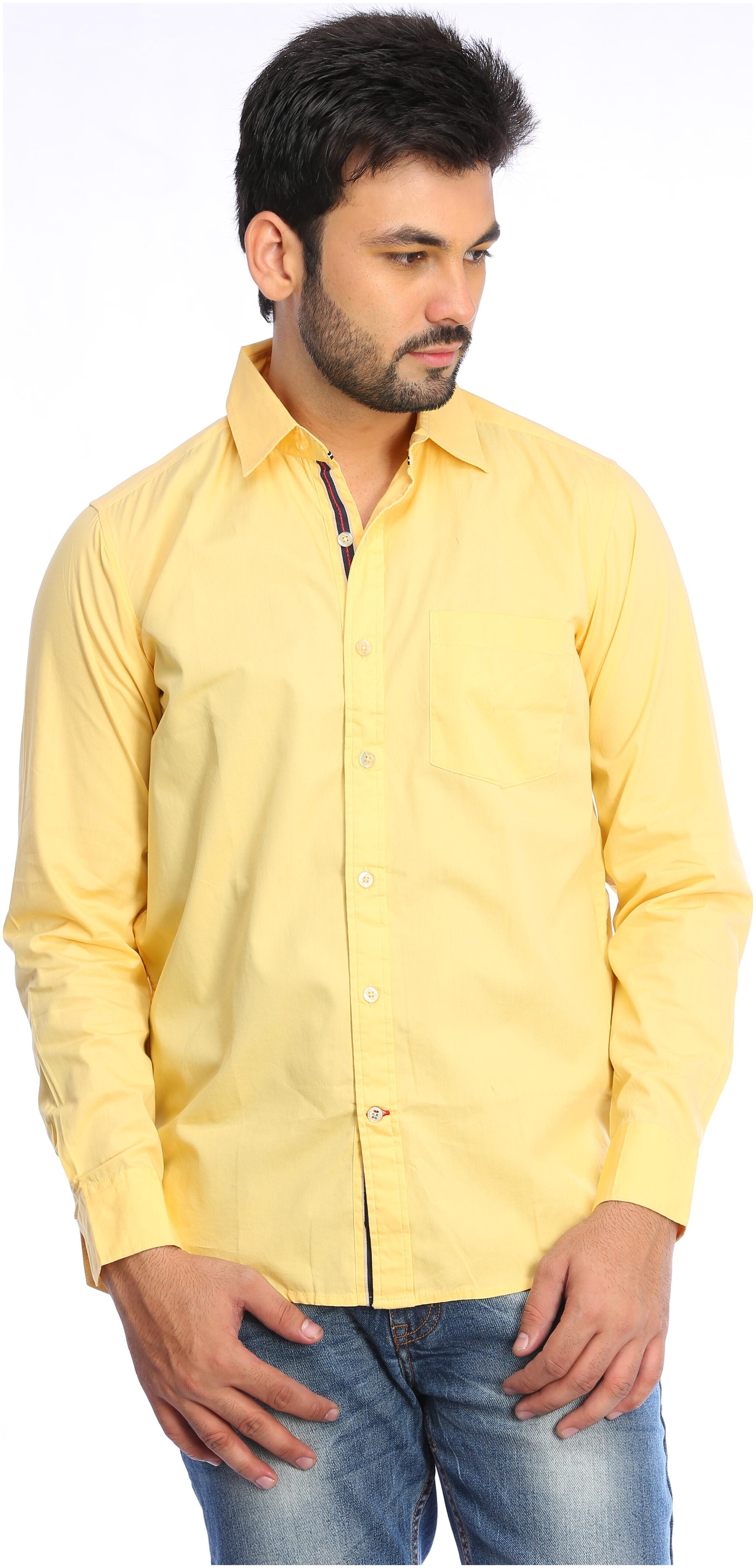 

Red Chief Men Yellow Solid Regular Fit Casual Shirt