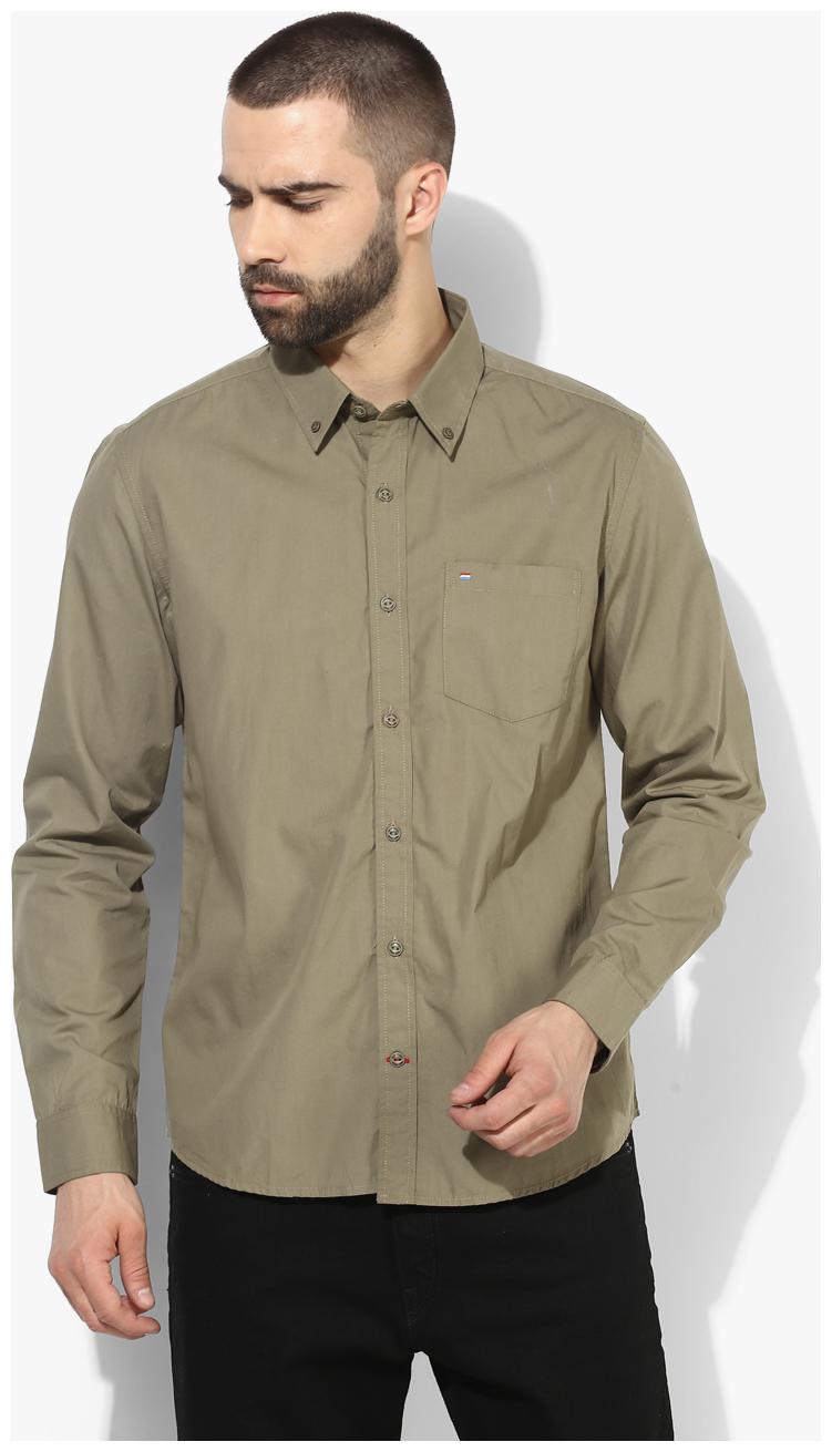

Red Chief Men Green Solid Regular Fit Casual Shirt