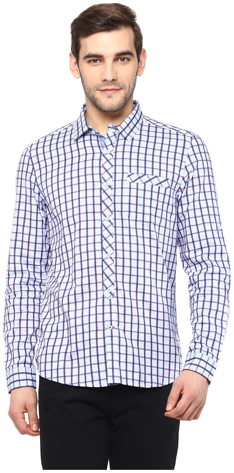 

Red Chief Men Blue Checked Slim Fit Casual Shirt