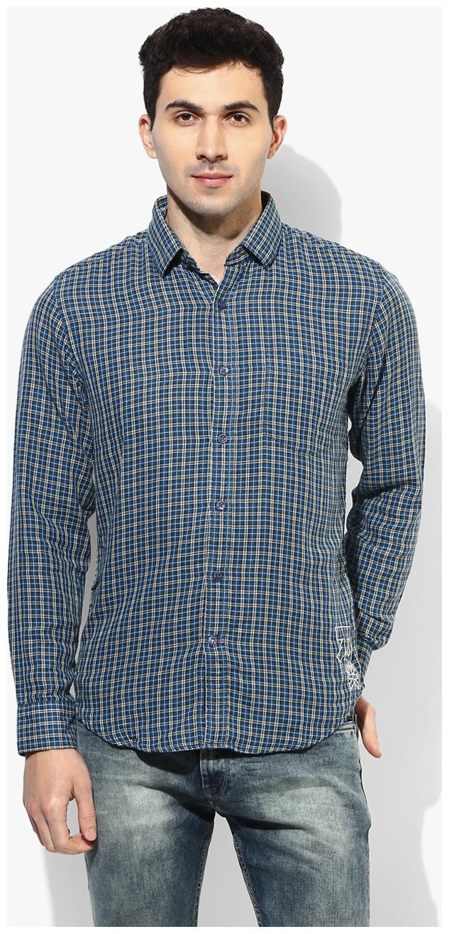 

Red Chief Men Green Checked Regular Fit Casual Shirt